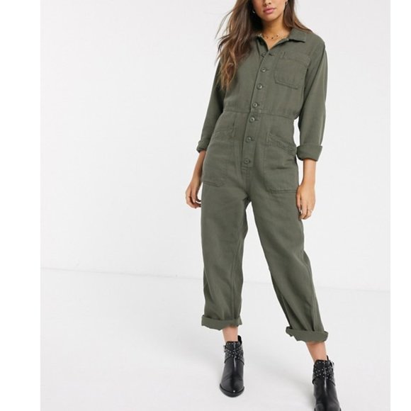 Free People Pants - Free People Gia Coverall in Army Jumpsuit. XS